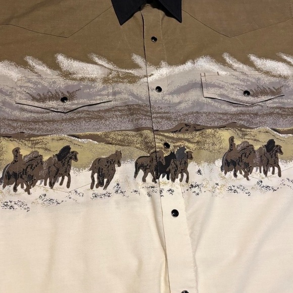 Vintage Western Cowboy Shirt XL Horse Print Rodeo Aesthetic Y2K Country Grunge - Picture 6 of 7